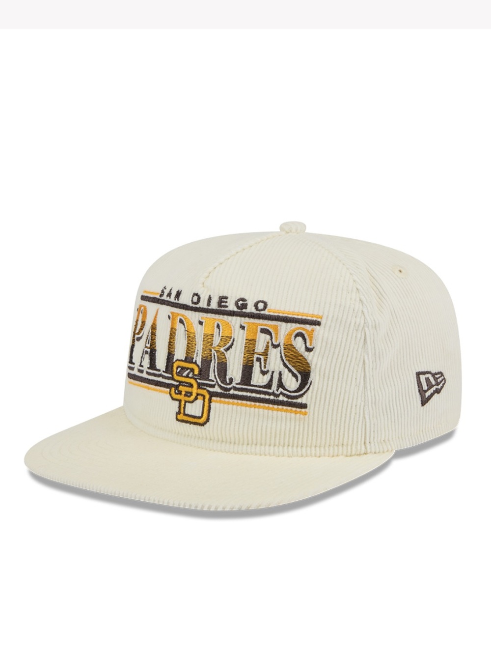 New Era San Diego Padres Corduroy Snapback in Cream and Gold
